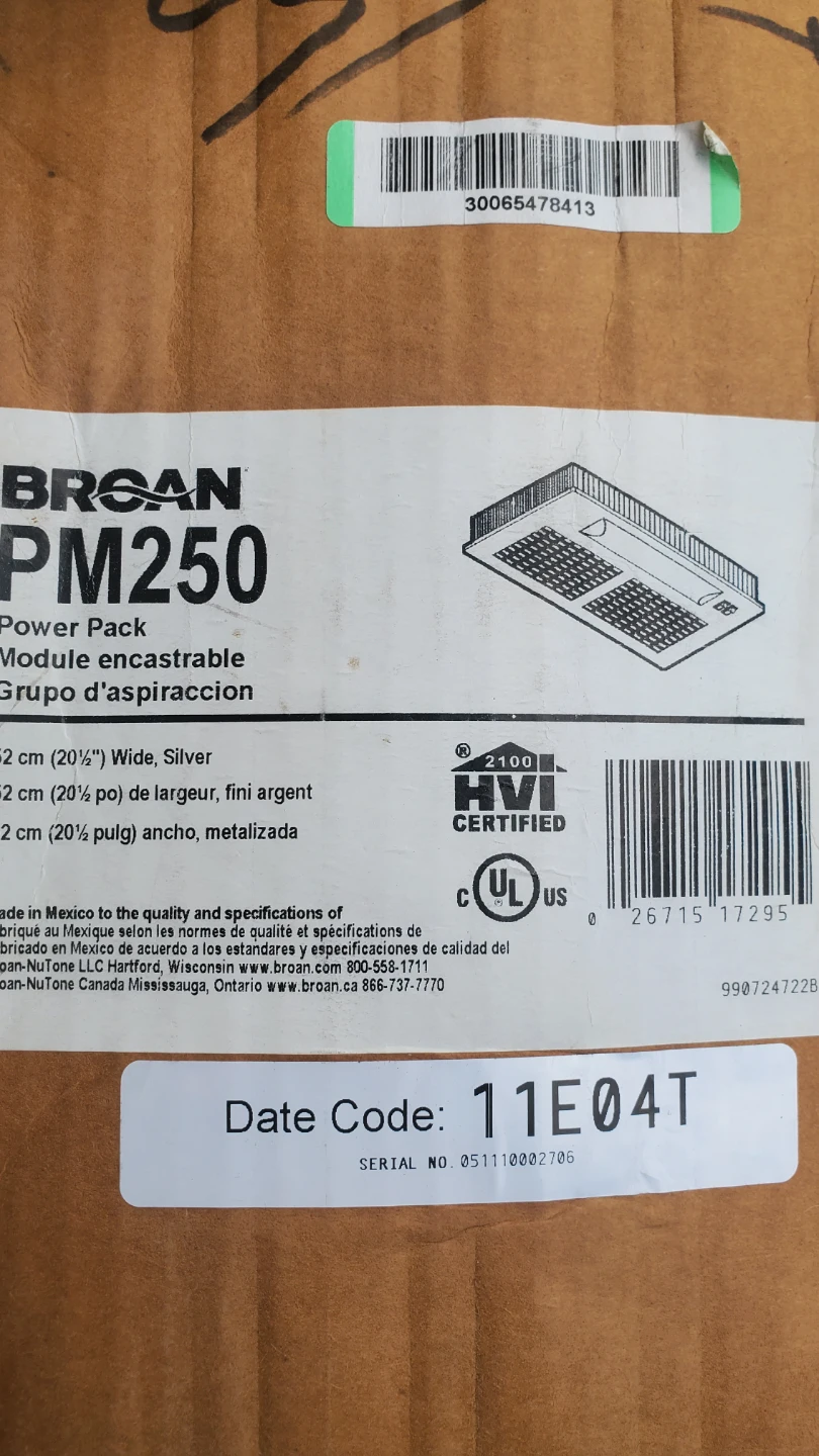 Broan PM250 Power Pack Range Hood - photo 2