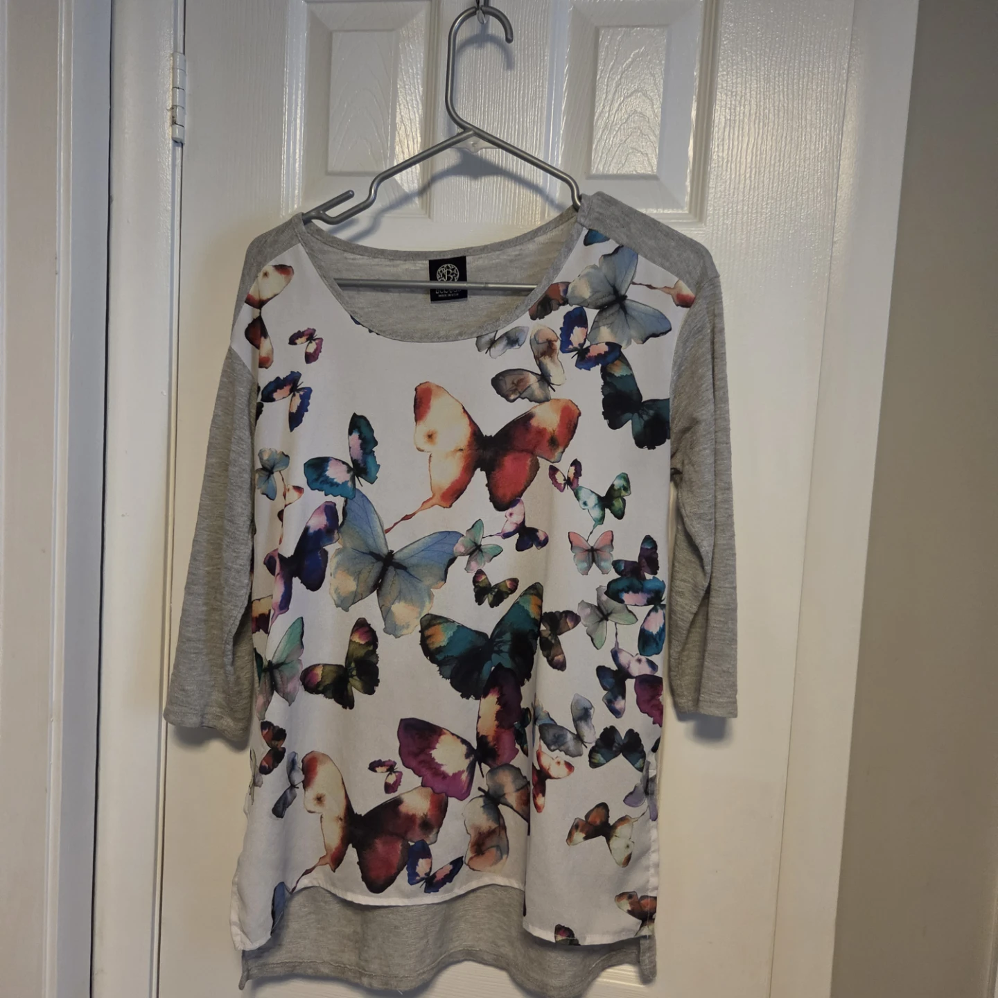 Butterfly print long sleeve top