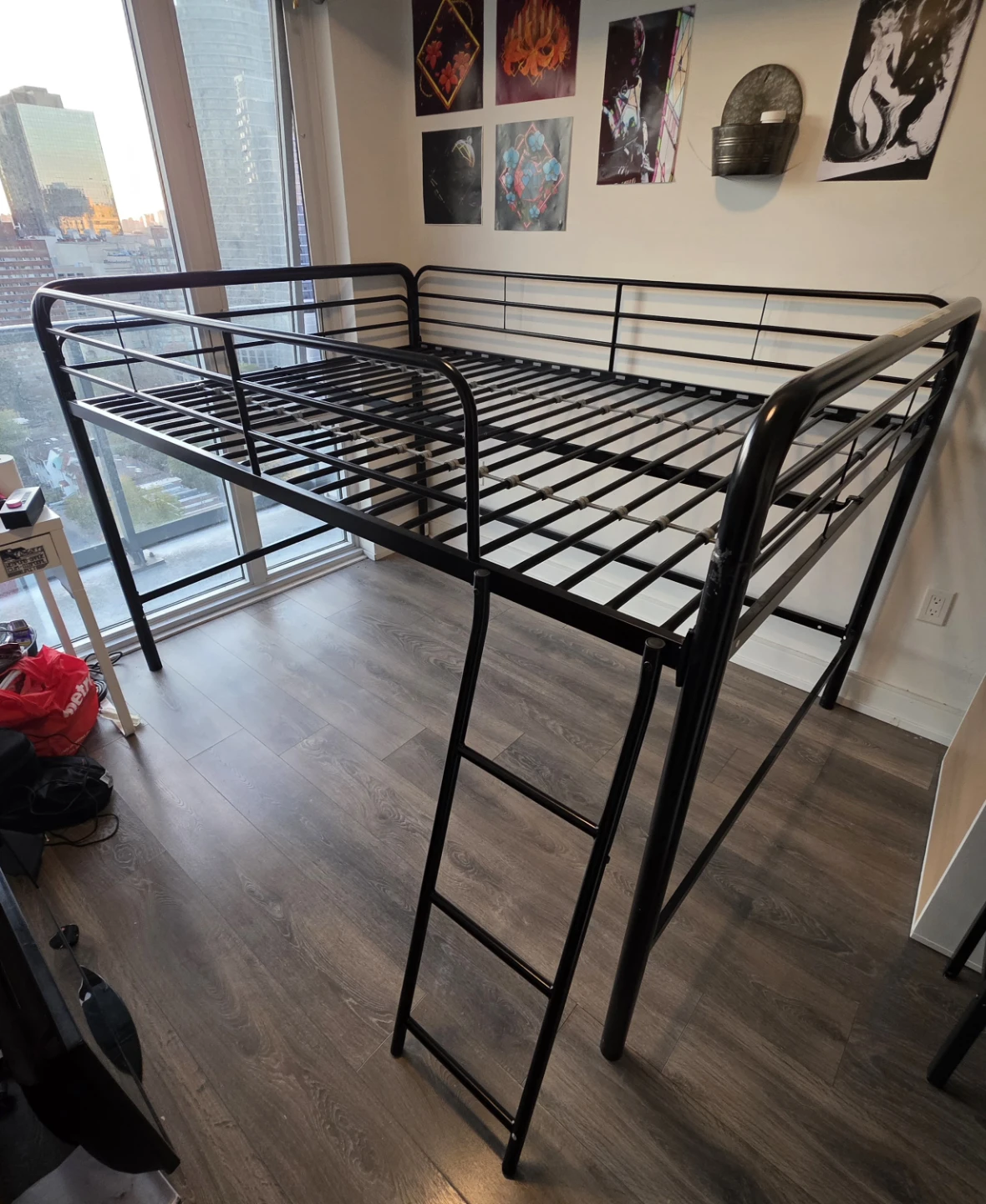 Black Metal Loft Bed Frame