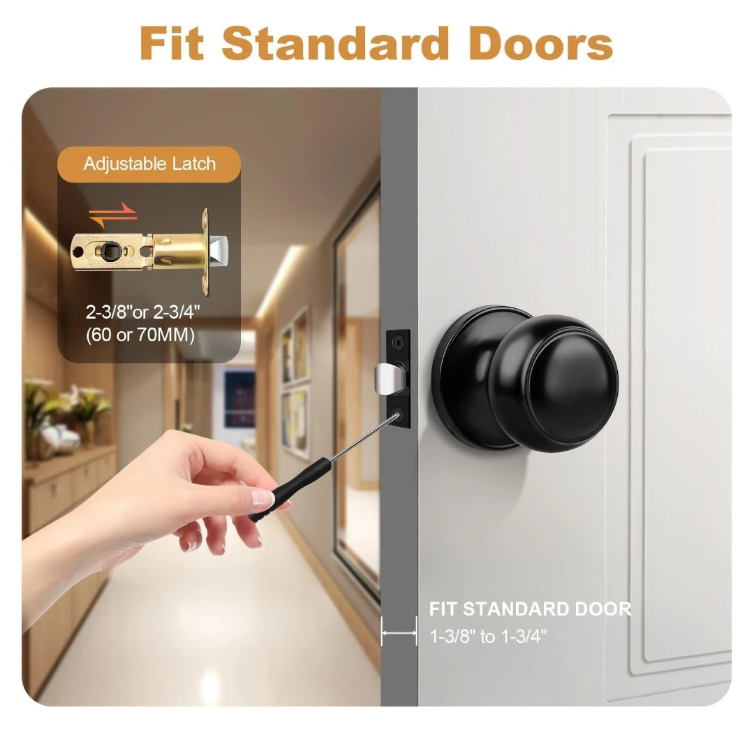 Matte Black Door Knob Set- Set of 3 - photo 3