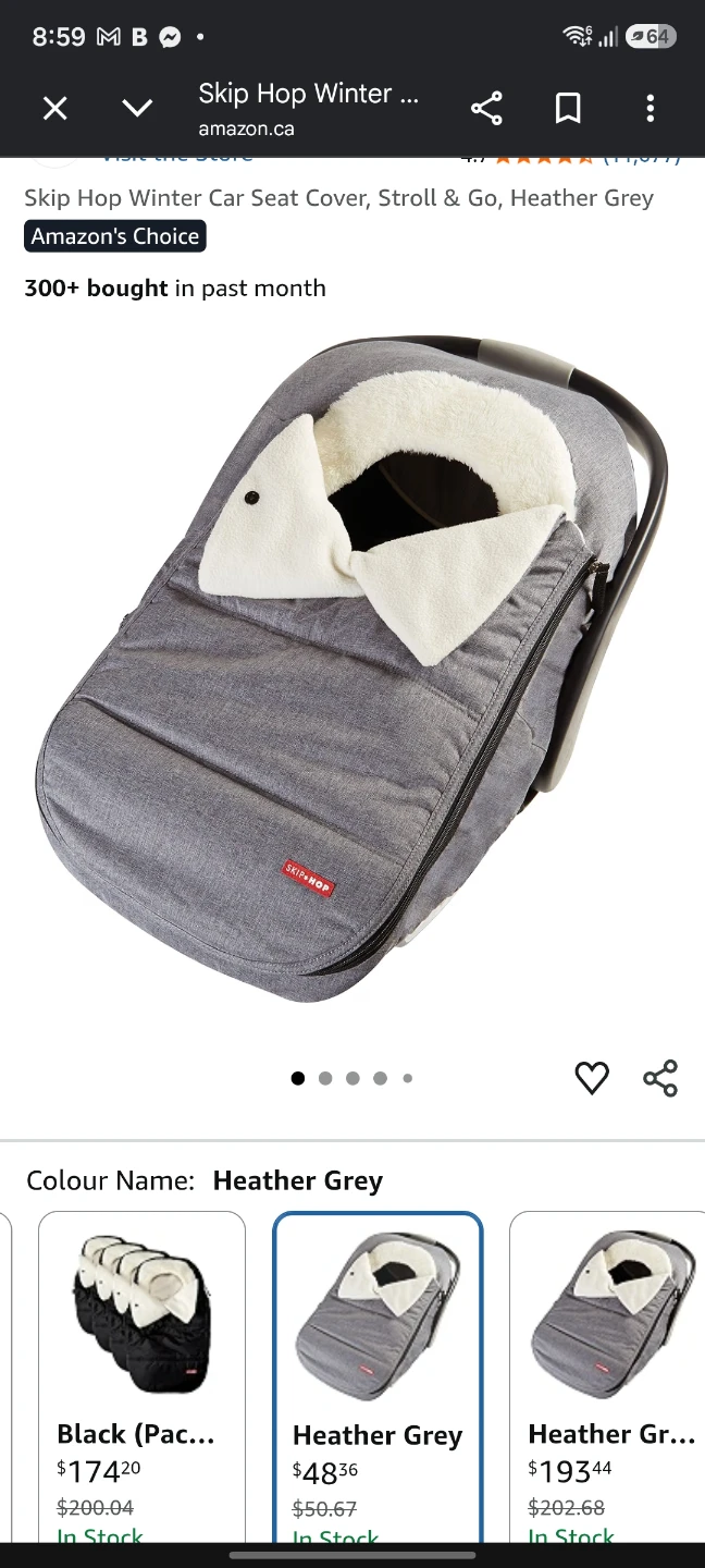 BNIB NEW Skip Hop Stroll & Go Car Seat Cover - Heather Grey