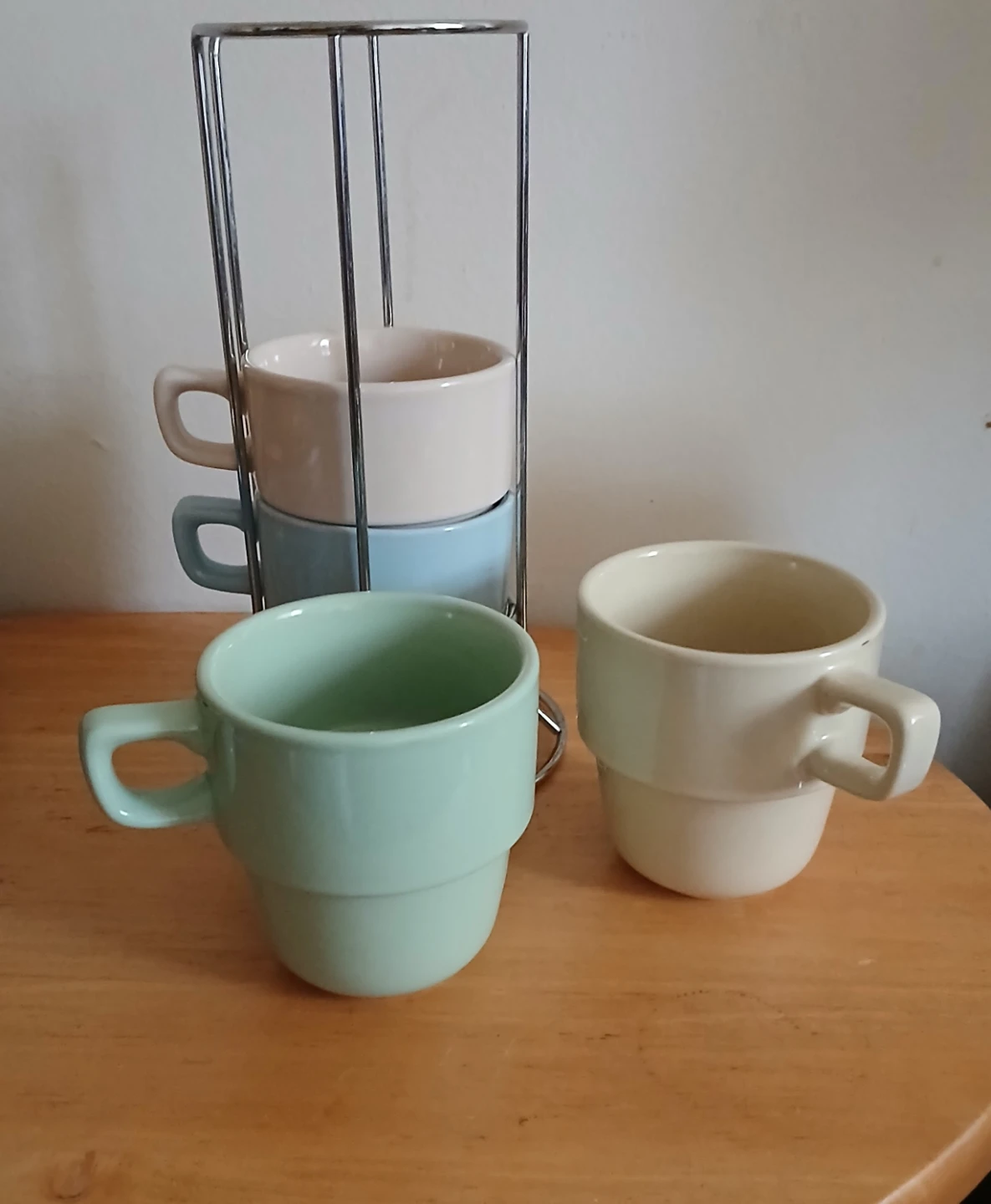 Stackable Pastel Mugs with Chrome Stand - photo 2