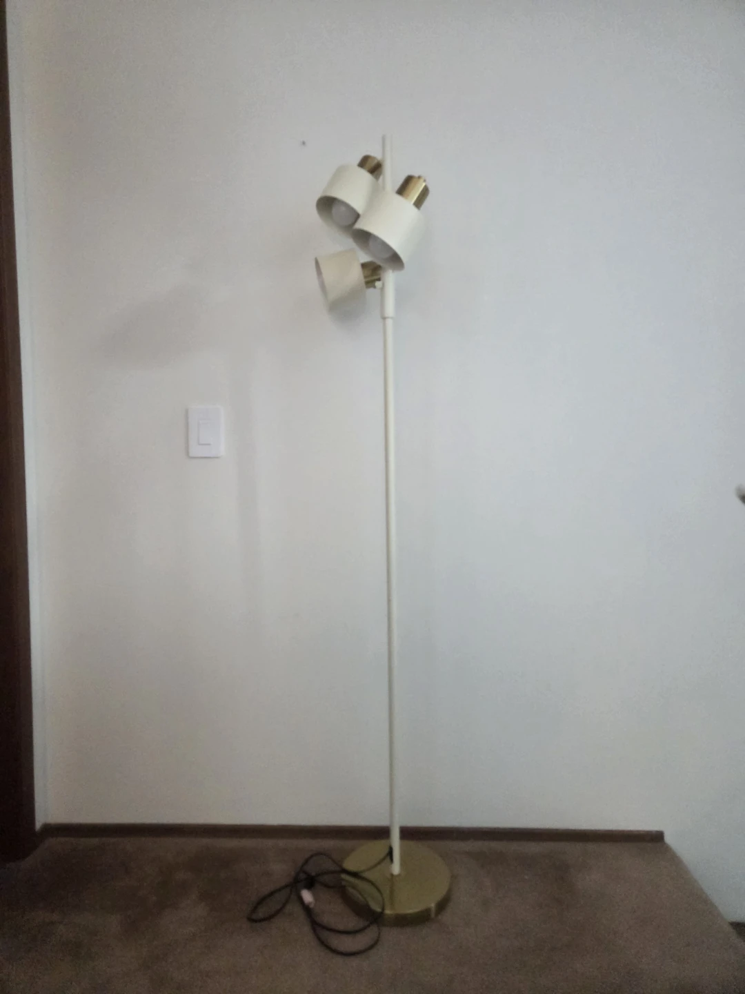 Modern 3-Light White and Brass Floor Lamp