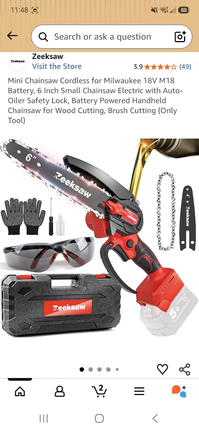 Zeeksaw 6 Inch Cordless Mini Chainsaw for Milwaukee 18V