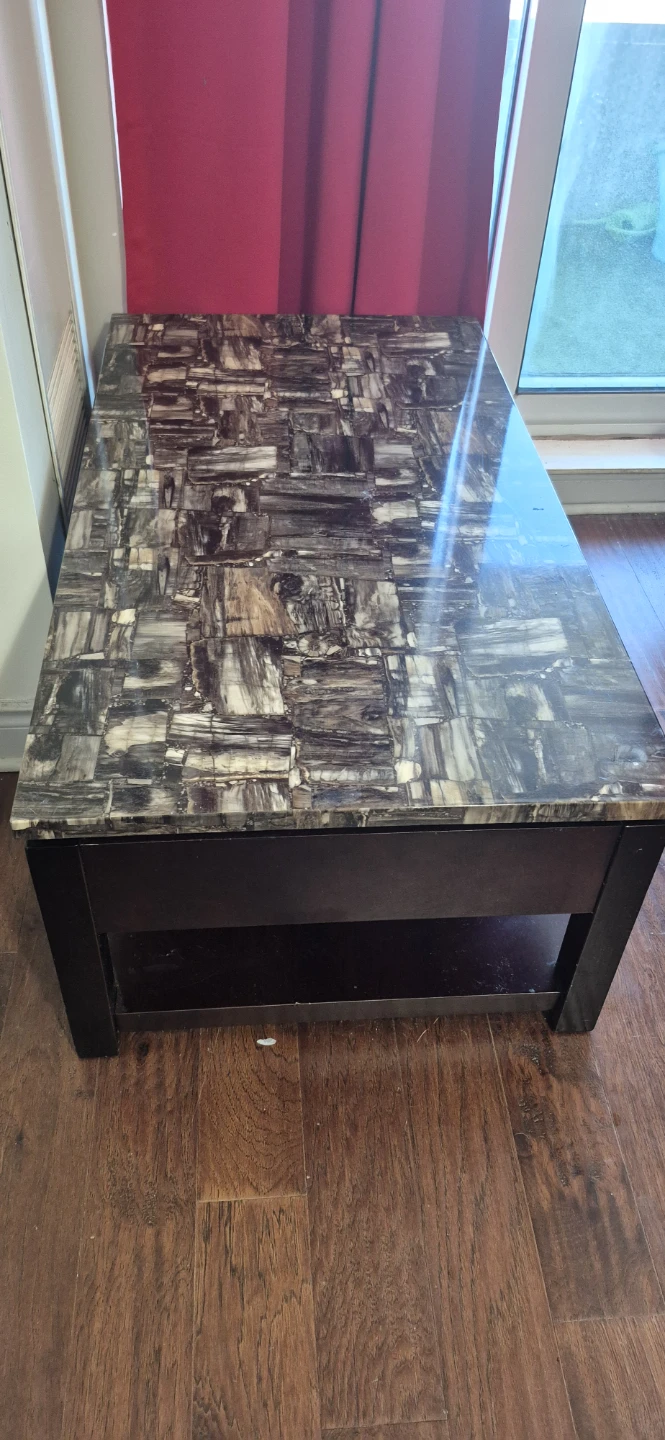 Lift-Top Faux-Marble Coffee Table with Storage - photo 4