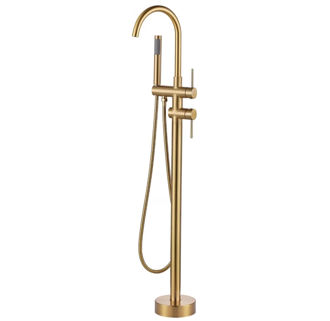Brushed Gold Floor-Mount Bathtub Faucet - photo 2