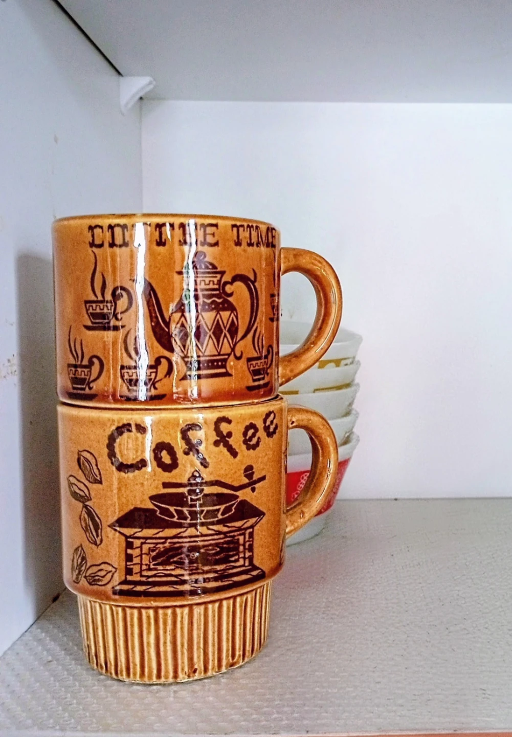 Vintage Mid-Century Japanese Stackable Coffee Mugs