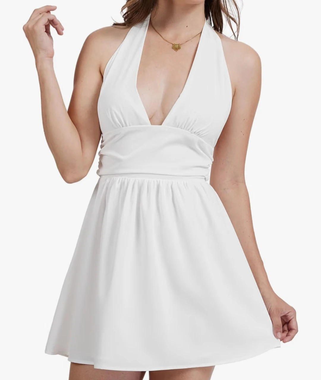 New Woman's Large Stylavent White Halter Mini Dress - photo 2