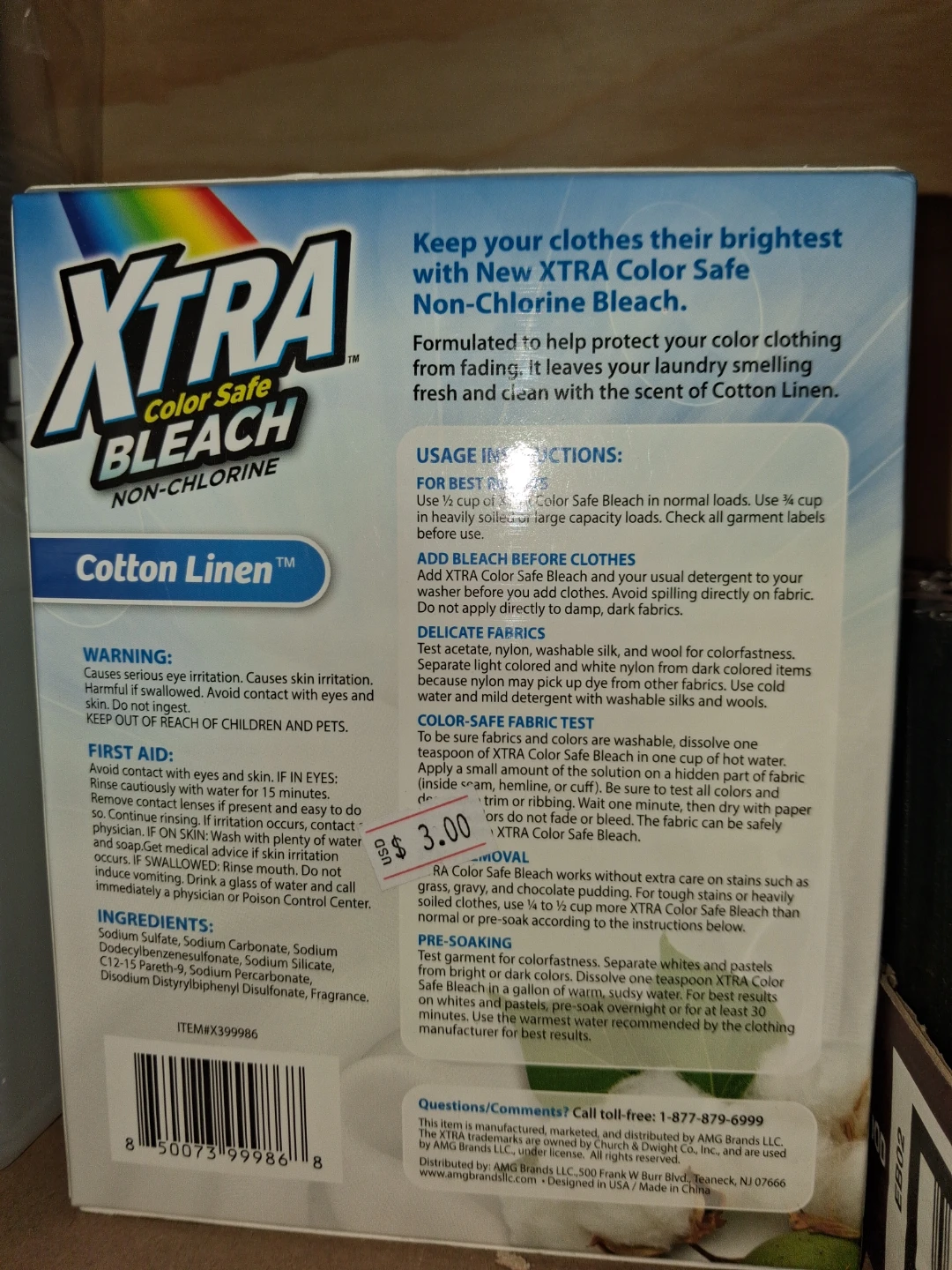 XTRA Color Safe Non-Chlorine Bleach - Cotton Linen Scent - photo 2