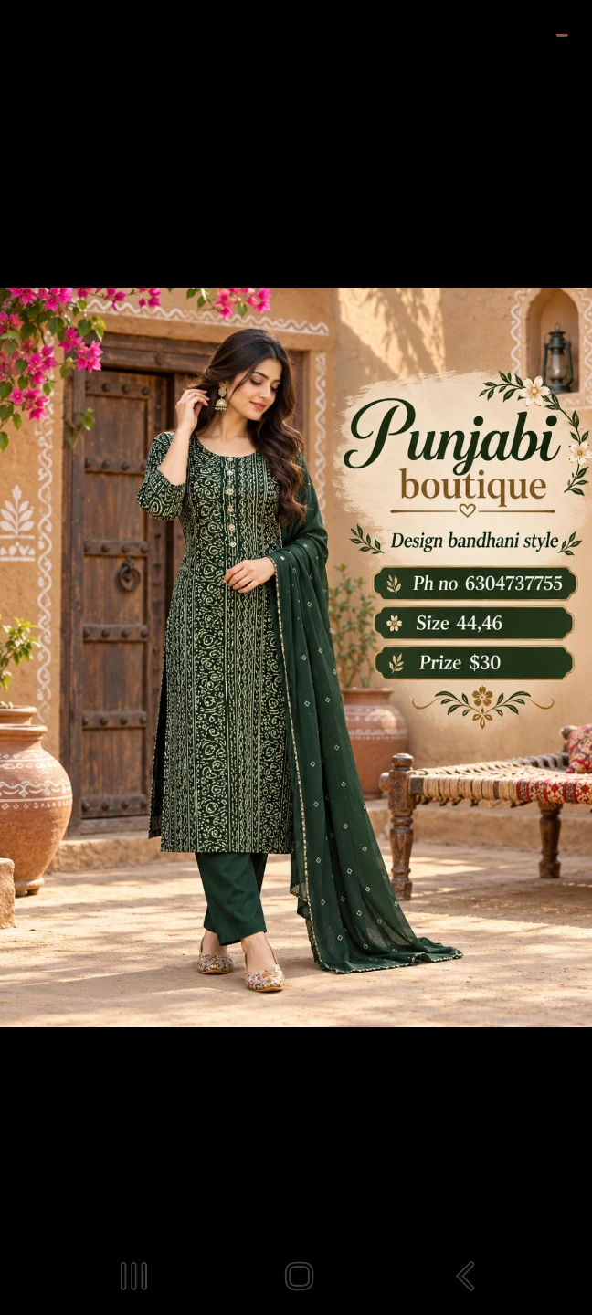 Punjabi Boutique Bandhani Style Suit Set