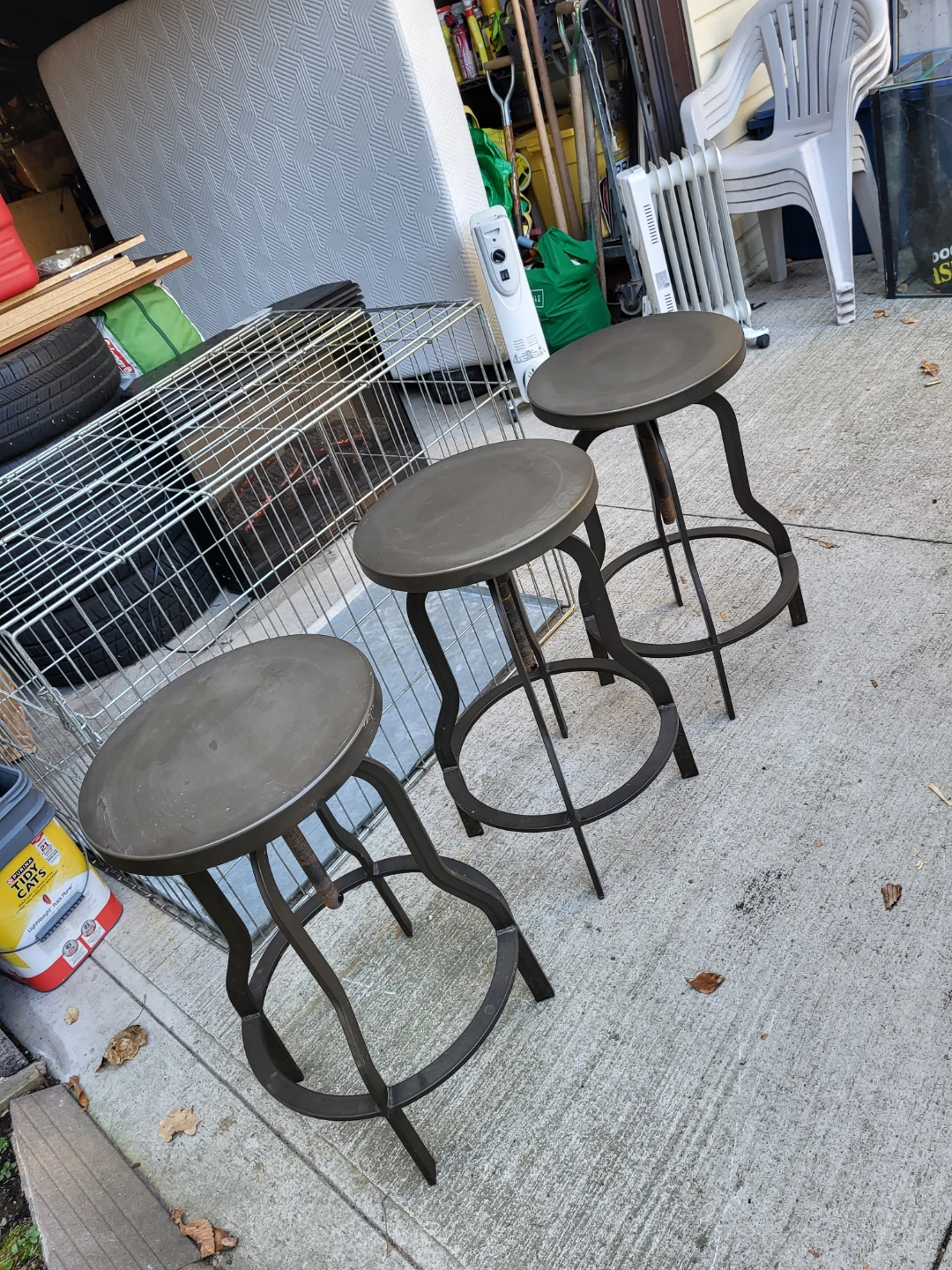 Set of Three Industrial Style Metal Stools - photo 2