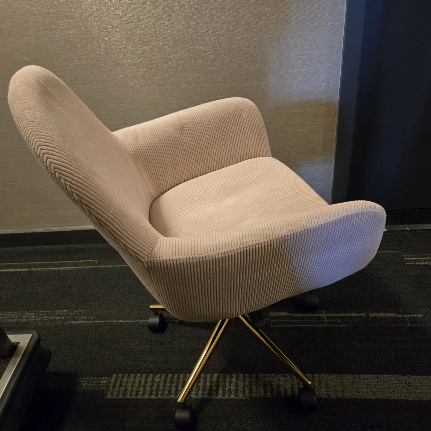 Pink Corduroy Rolling Desk Chair - photo 5