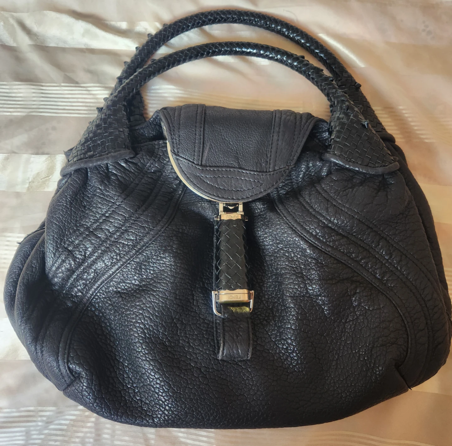 Fendi Black Leather Hobo Bag