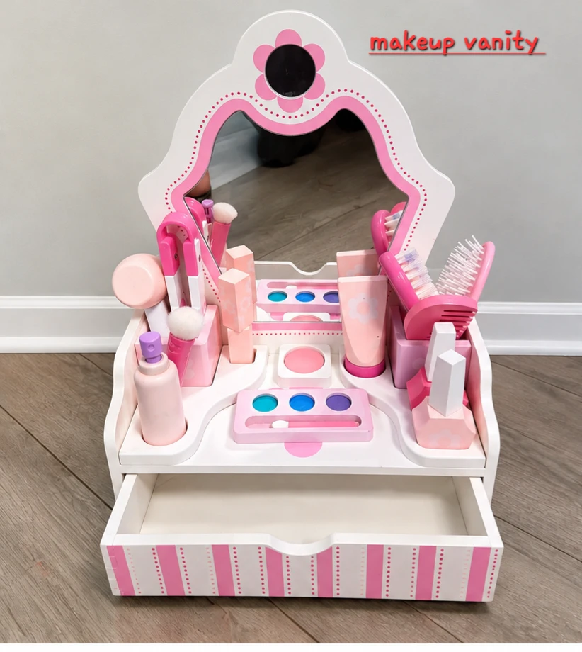 Wooden Kids Makeup Vanity Set