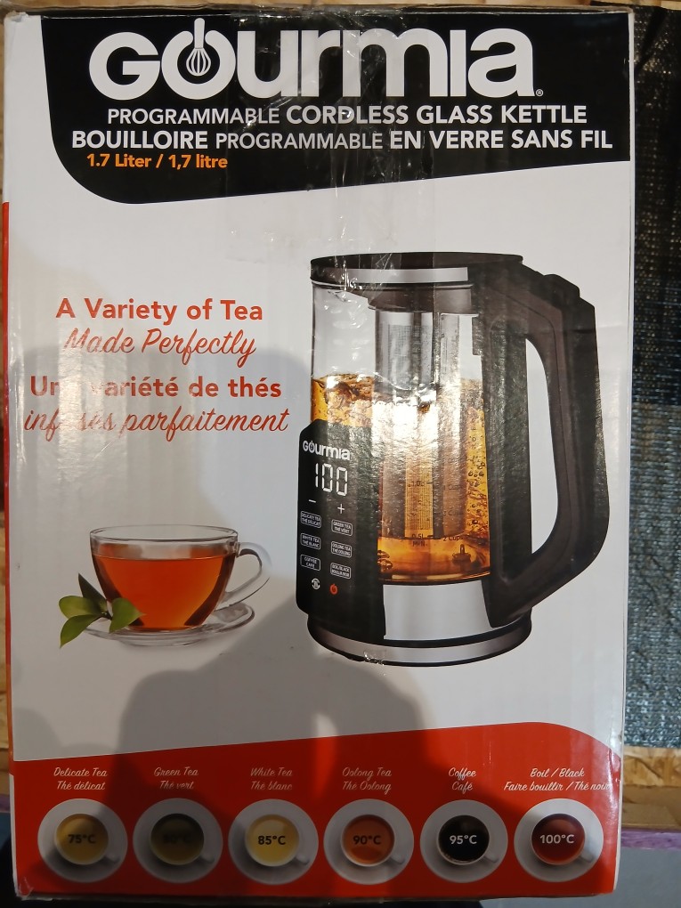 New Gourmia Programmable Cordless Glass Kettle