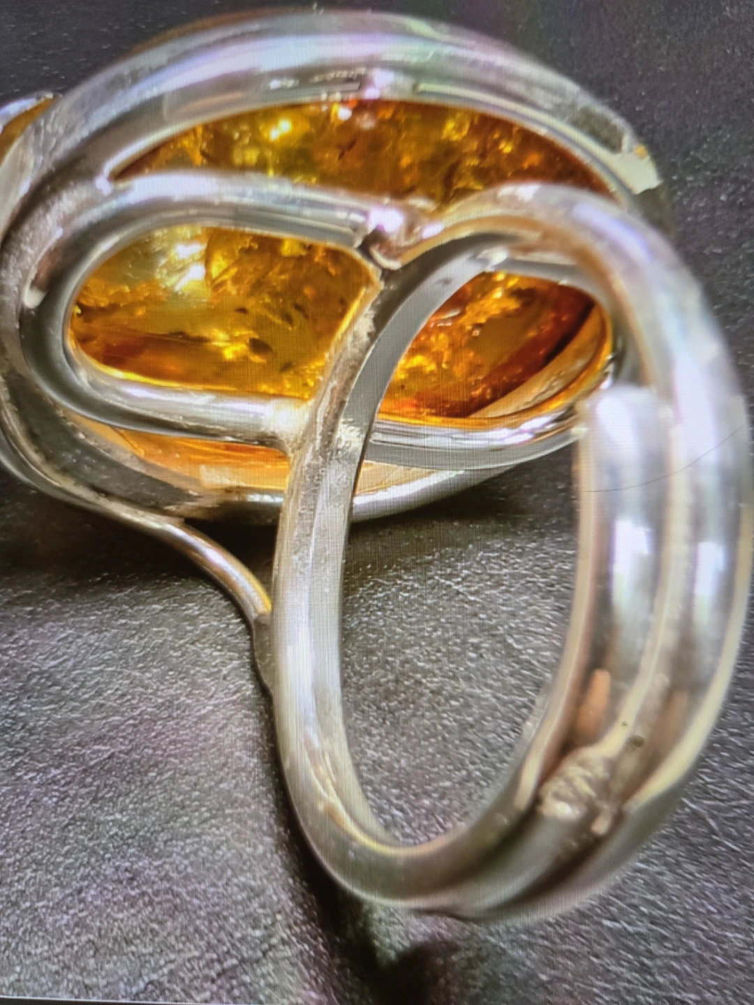 Amber Stone Silver (9.55g)Ring Adjustable - photo 2