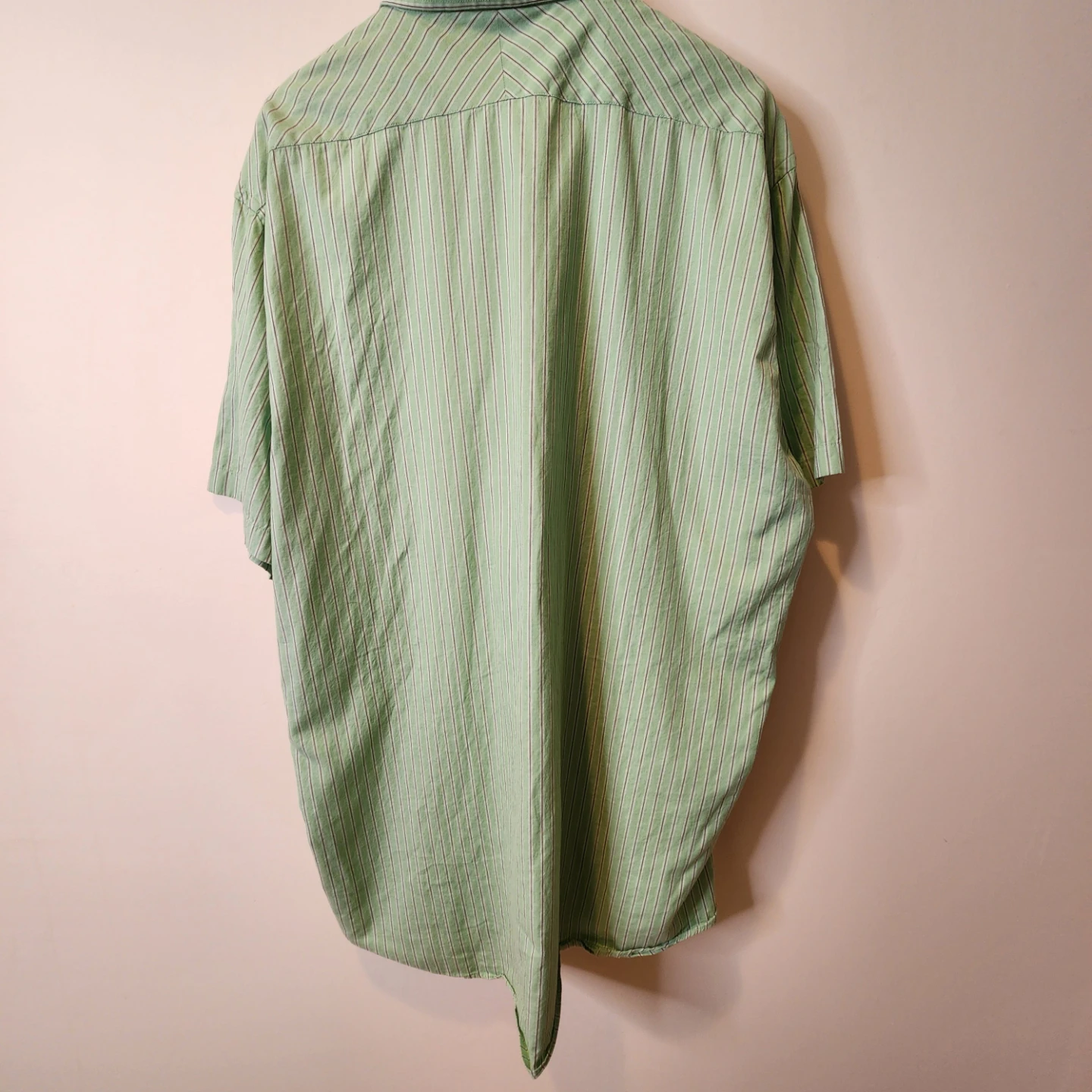 Lng Woven Green Striped Short Sleeve Shirt - photo 2