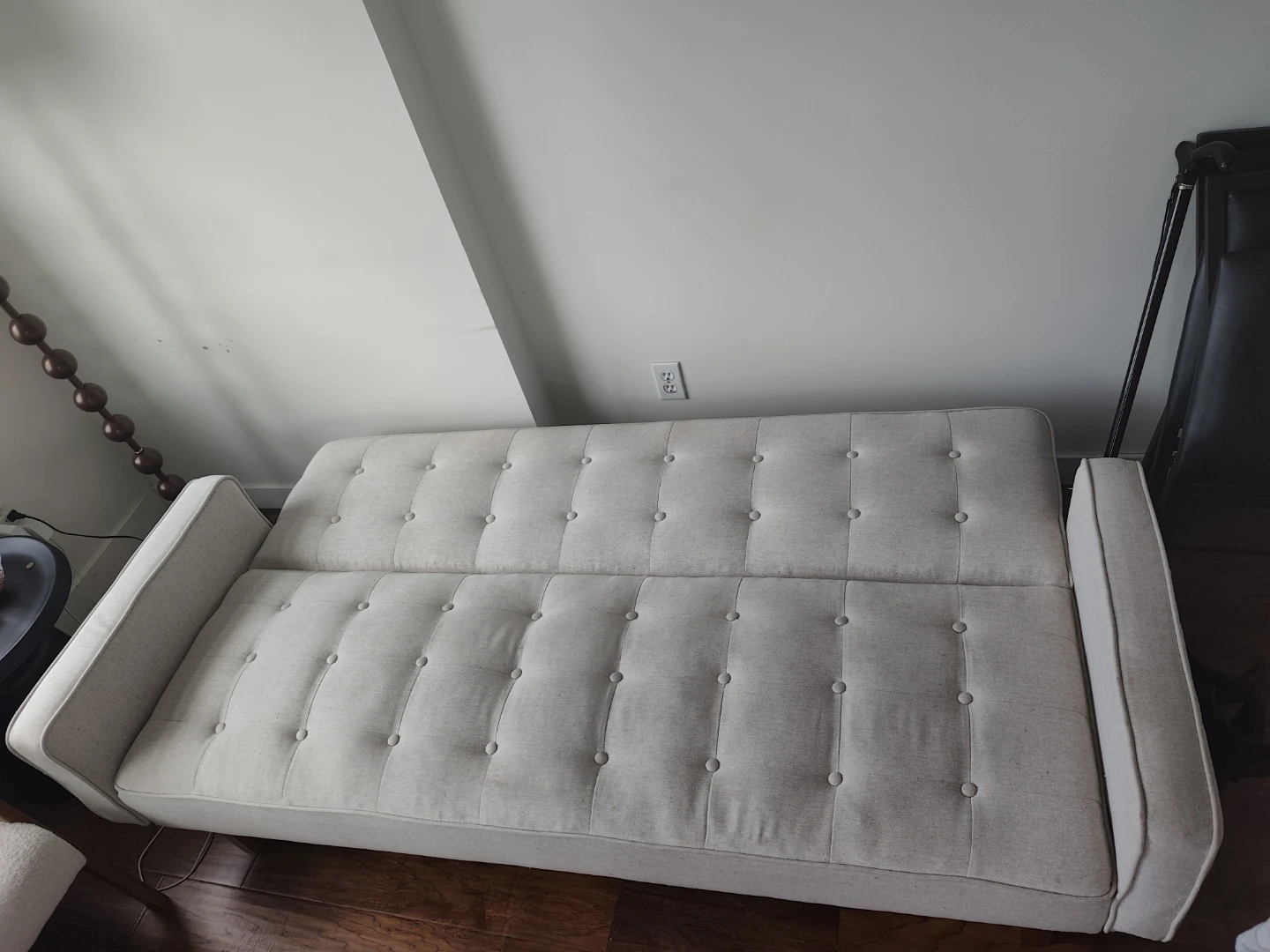 Light Grey Tufted Futon Sofa Bed - photo 2