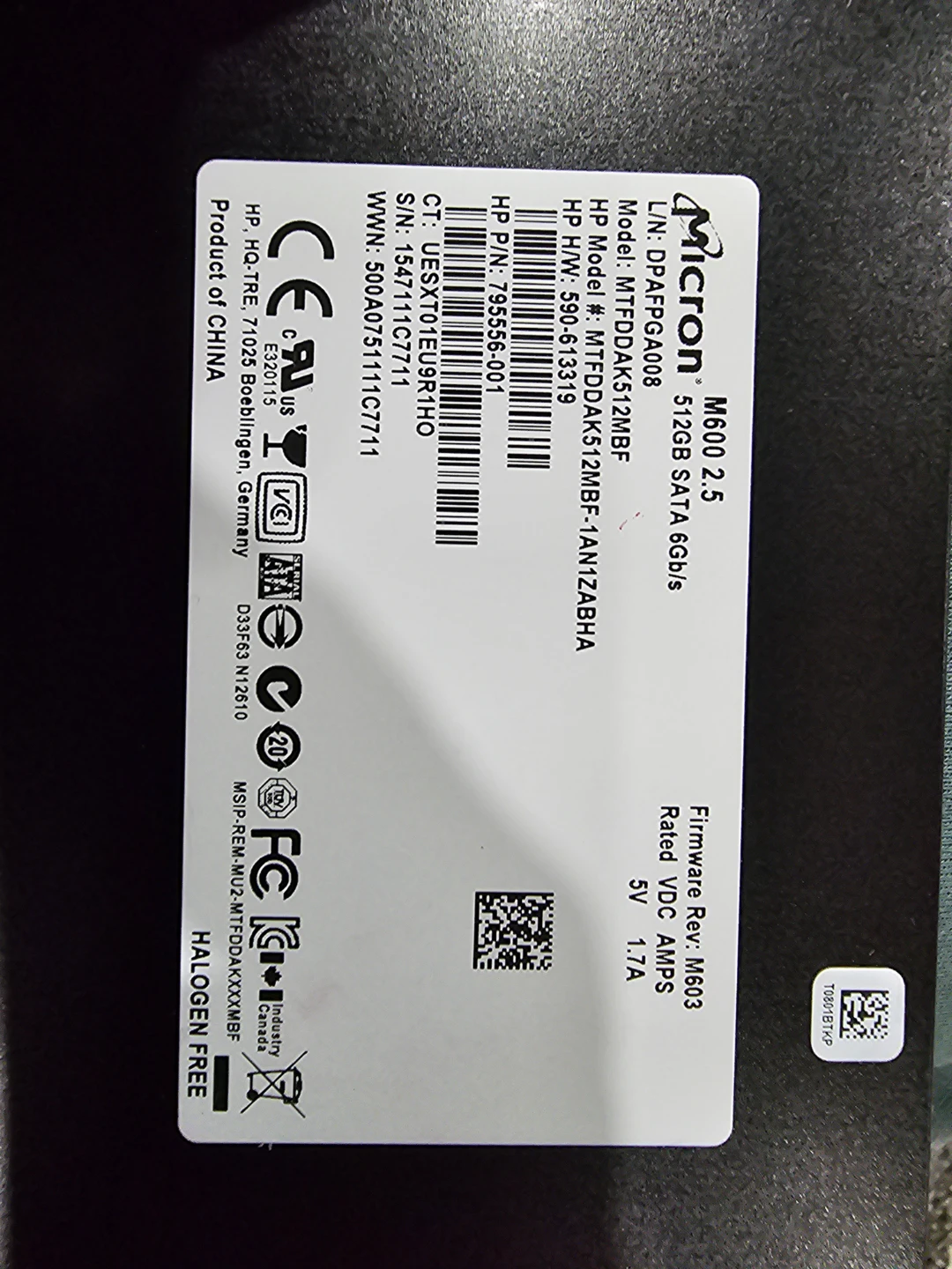 Micron M600 512GB 2.5 inch SATA SSD