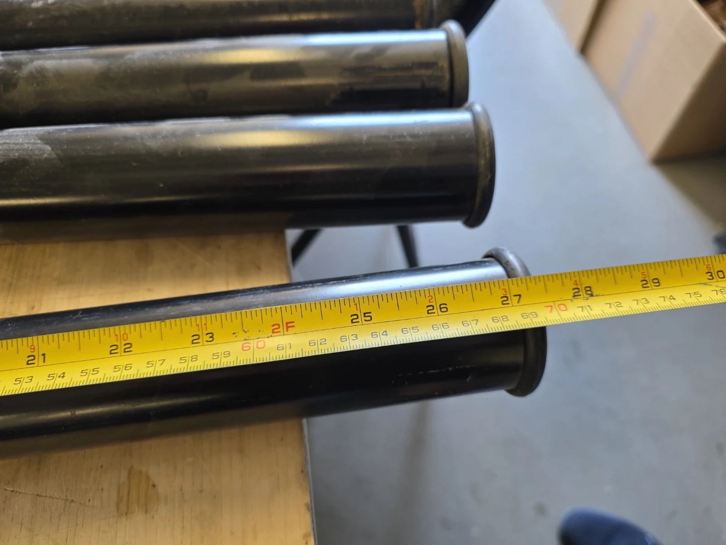 Round metal furniture leg with a black powder-coated finish - photo 2