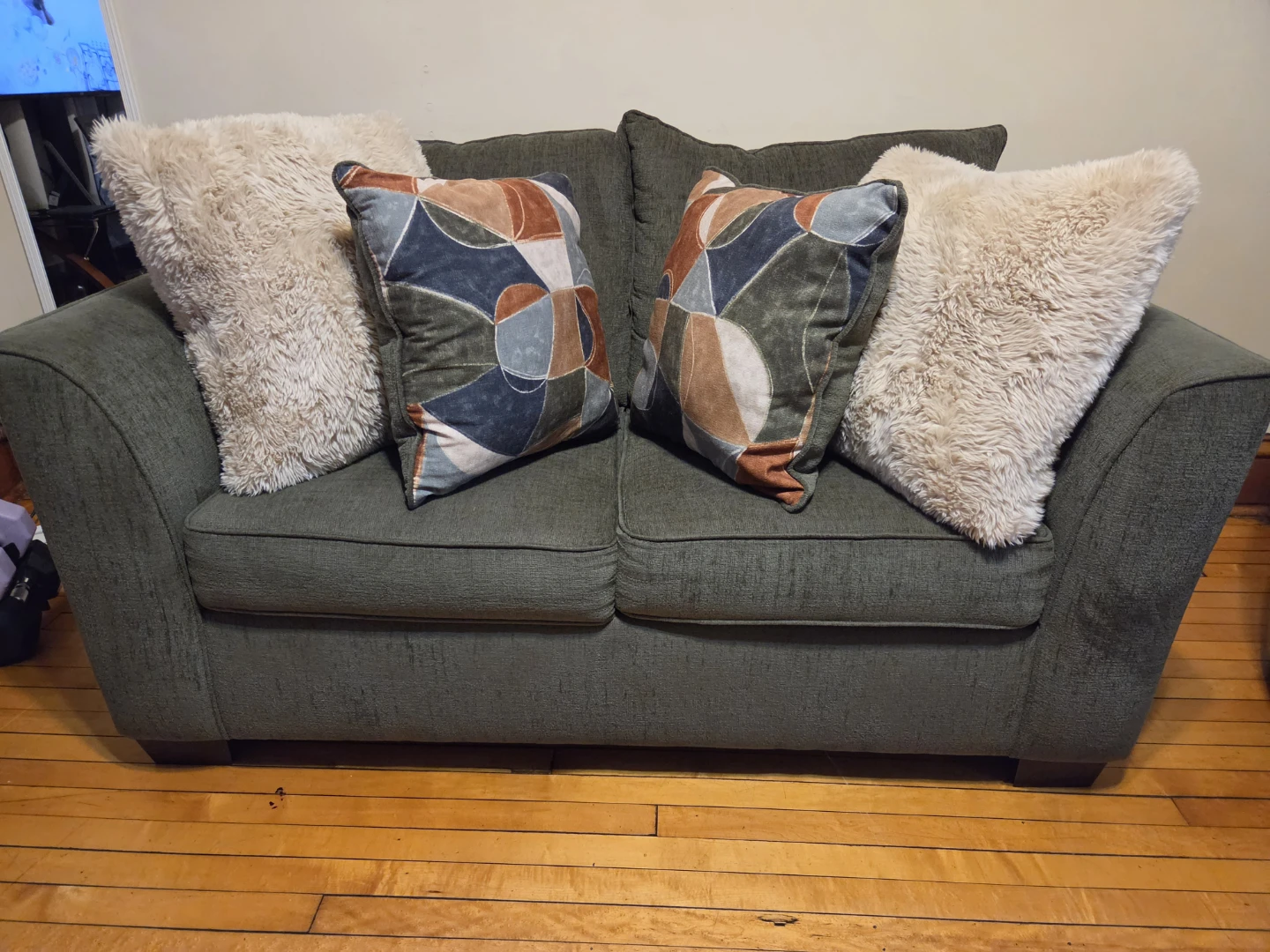 Green Two-Seater Loveseat Sofa