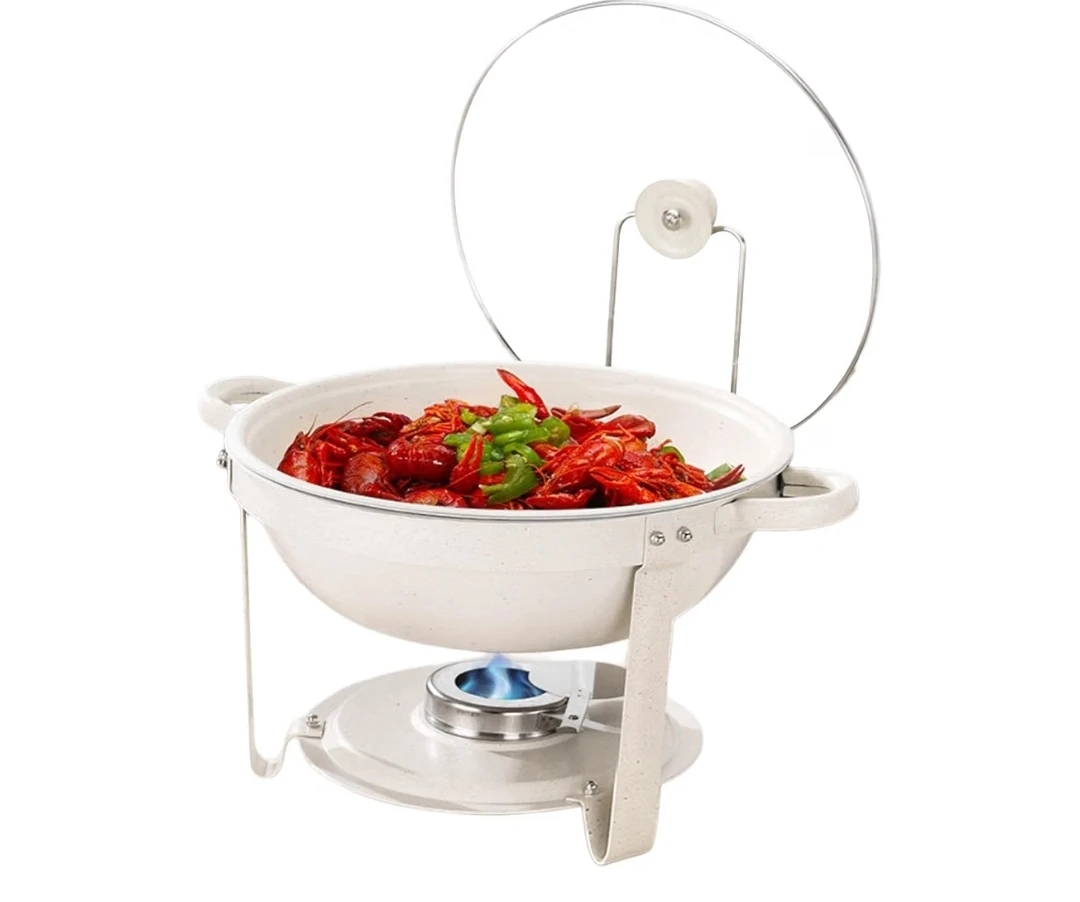 White Crawfish Serving Pot with Alcohol Stove