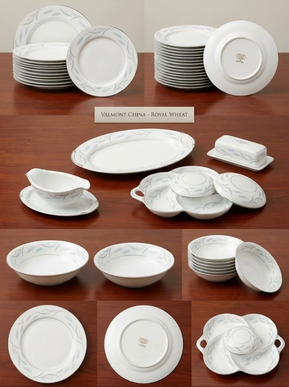 Beautiful Vintage Valmont China "Royal Wheat" Dinnerware Set