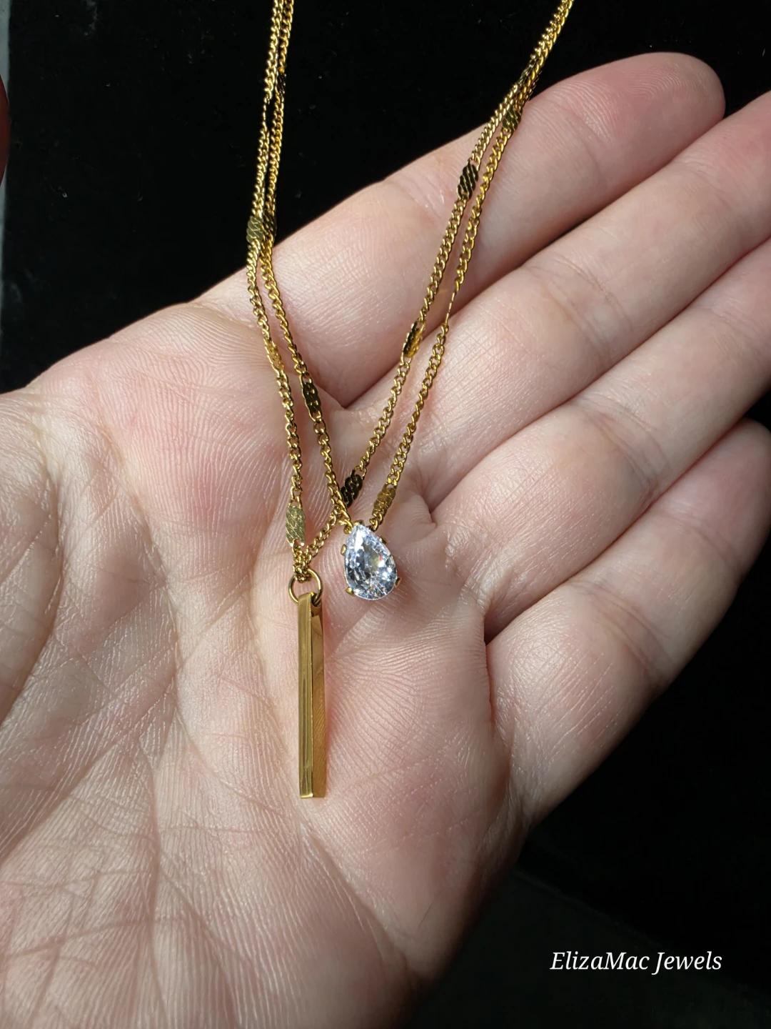 ElizaMac Jewels18K plated Gold Necklace with Pear Pendant - photo 2