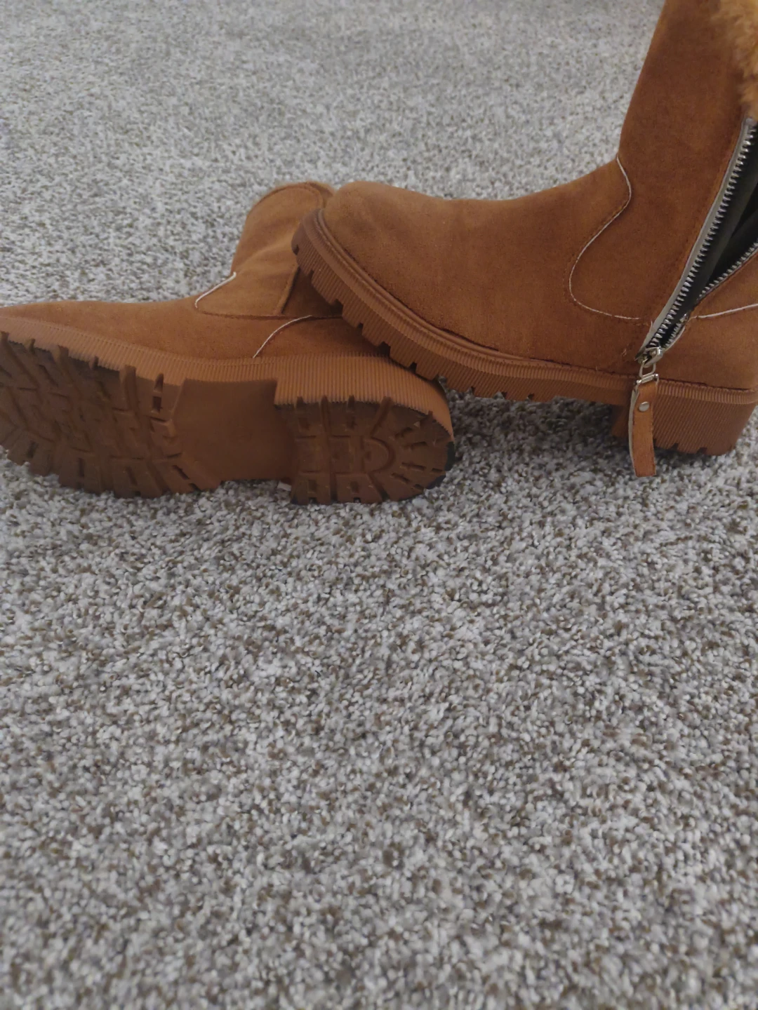Tan Faux Fur Lined Ankle Boots