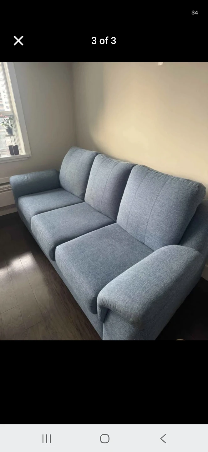 Blue Three-Seater Sofa