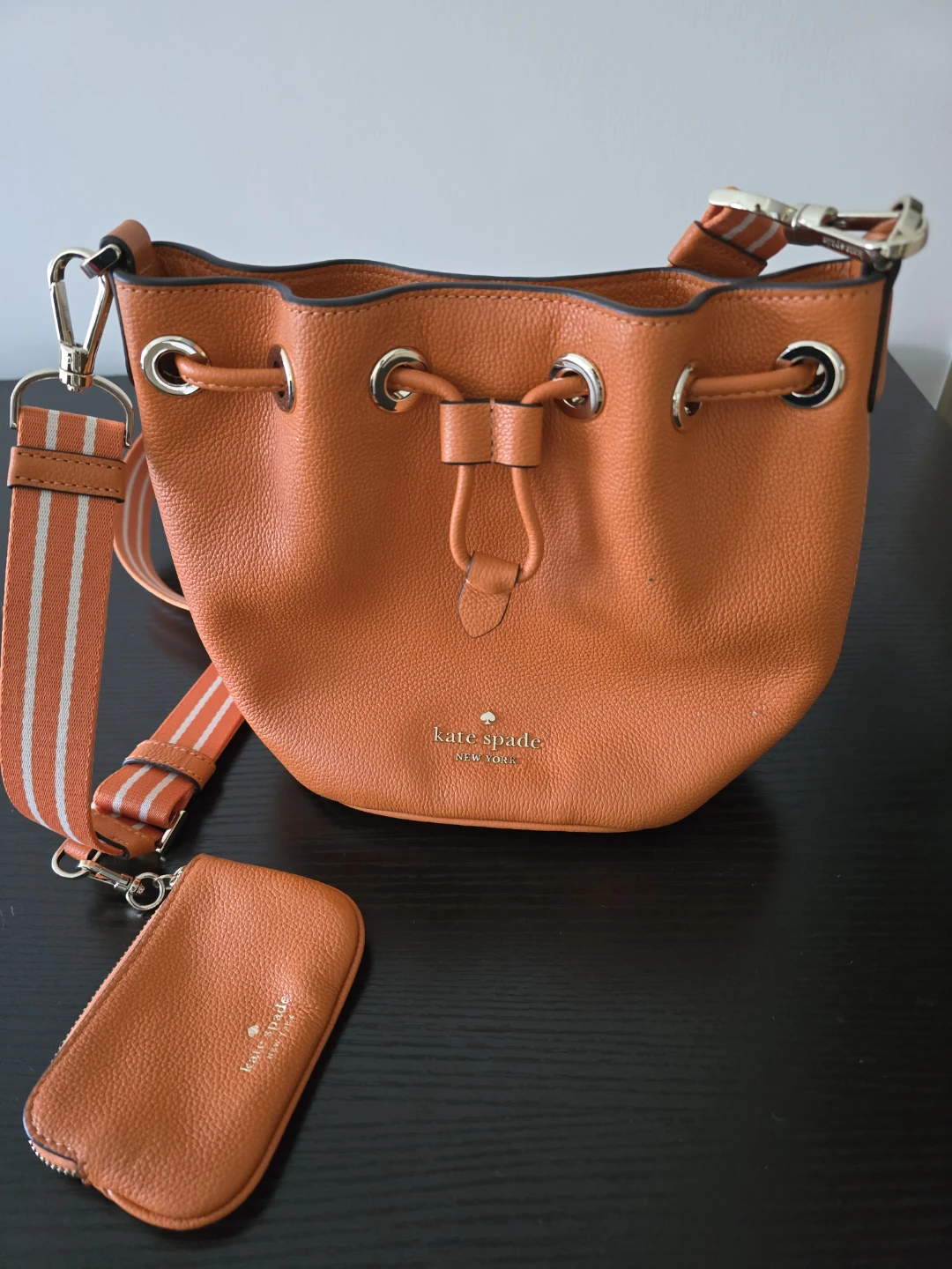 Kate Spade Orange Bucket Bag with Pouch