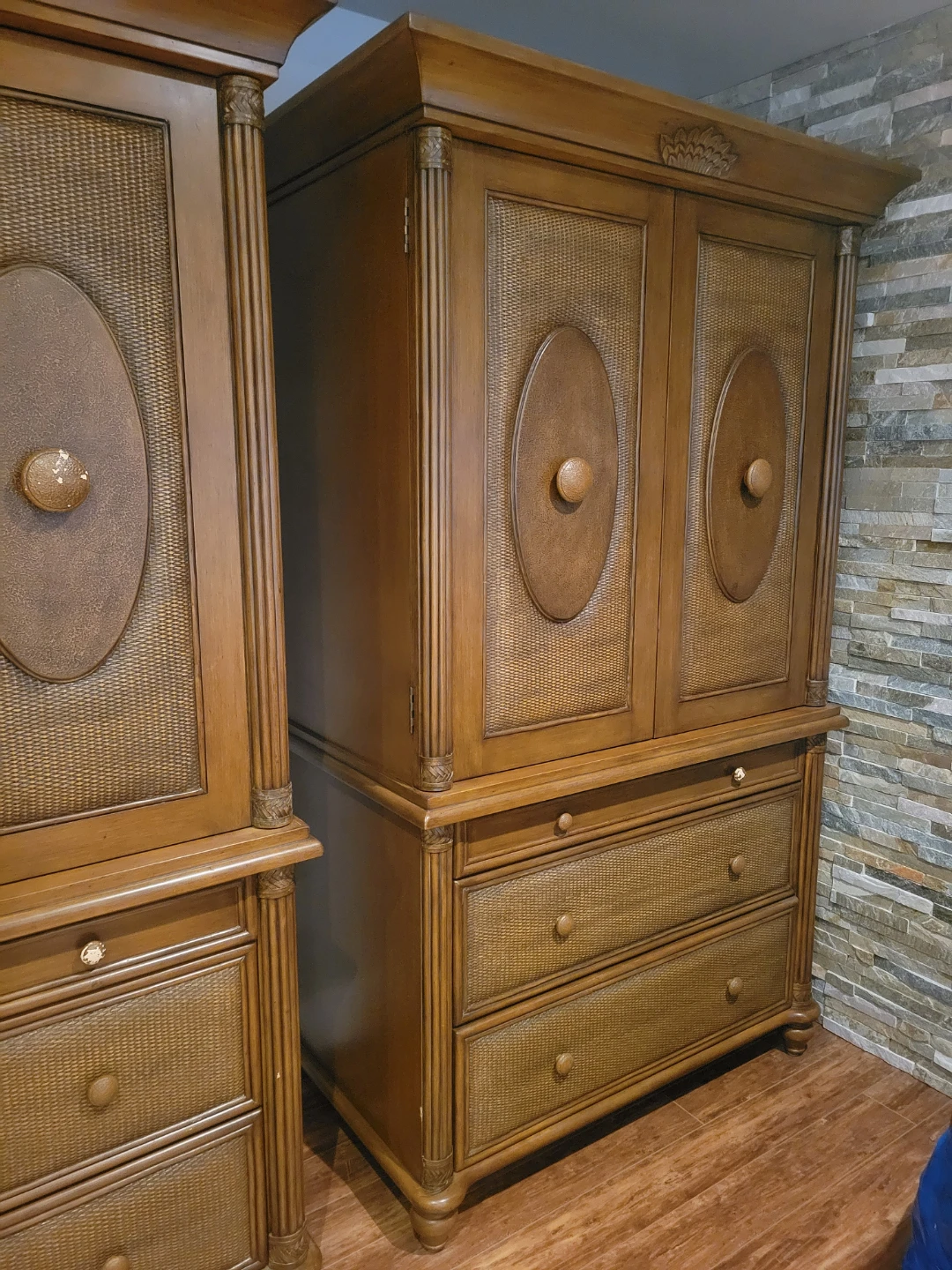Wooden Armoire with Drawers set of 2 - photo 2