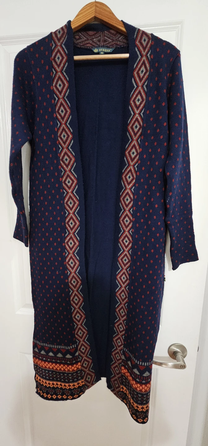Avaasa Navy Patterned Cardigan