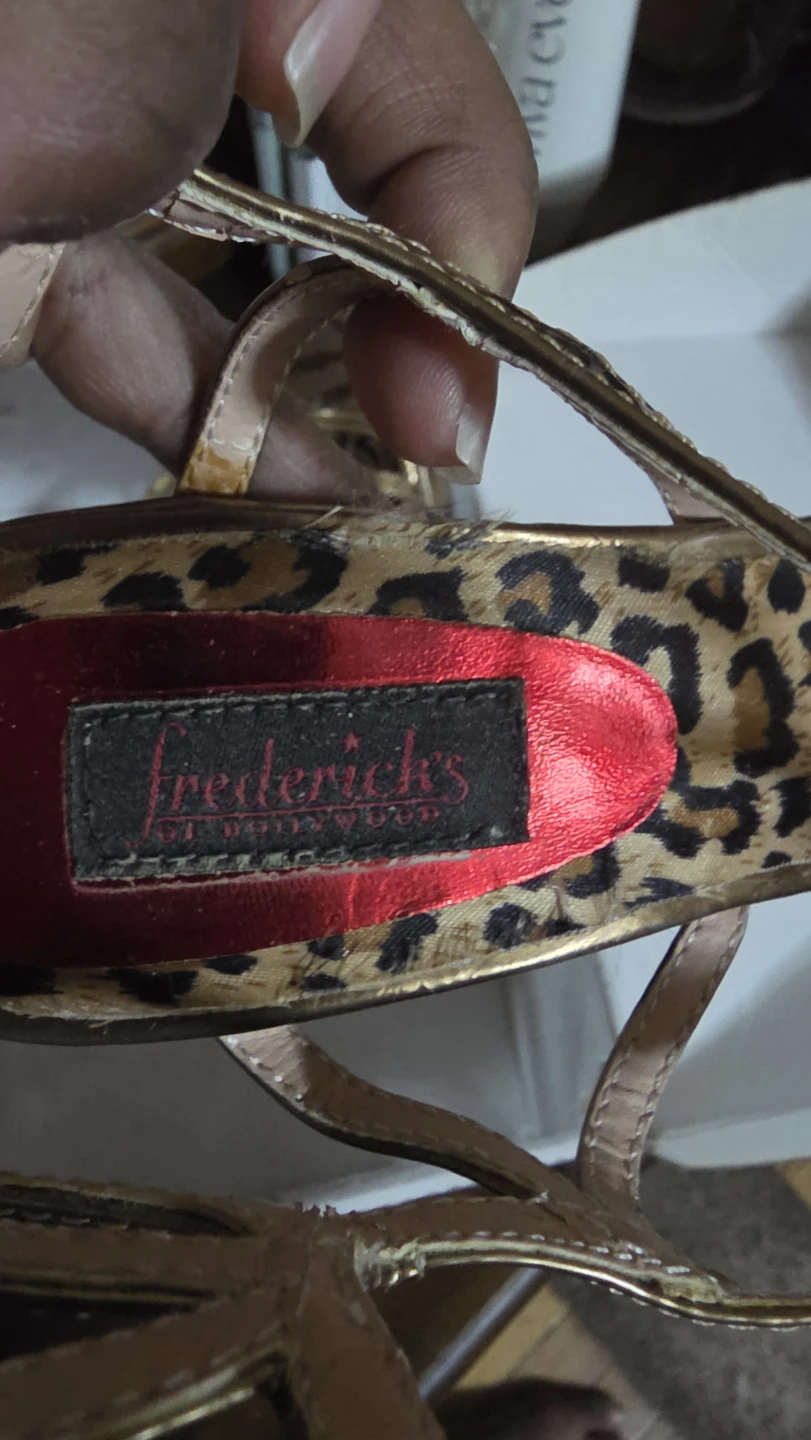 Fredericks of Hollywood gold leopard print heels - photo 2