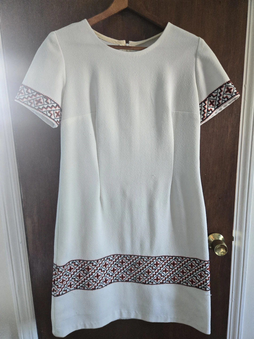 White Ukranian  Embroidered Short Sleeve Dress