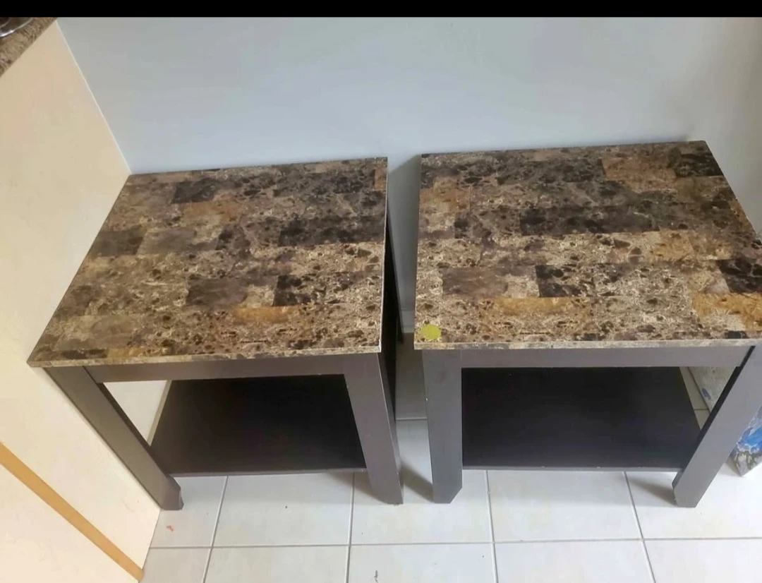 Faux marble top end tables - photo 2