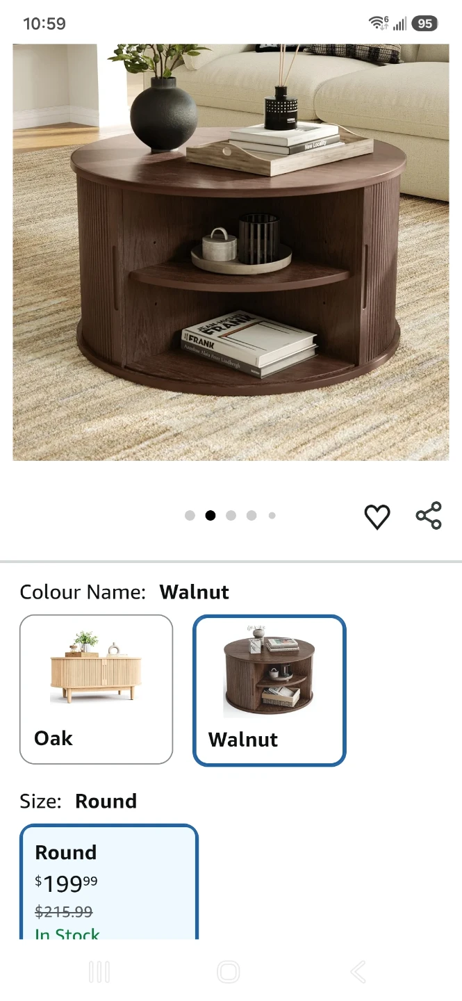 LINSY HOME Round Coffee Table - Walnut - photo 3