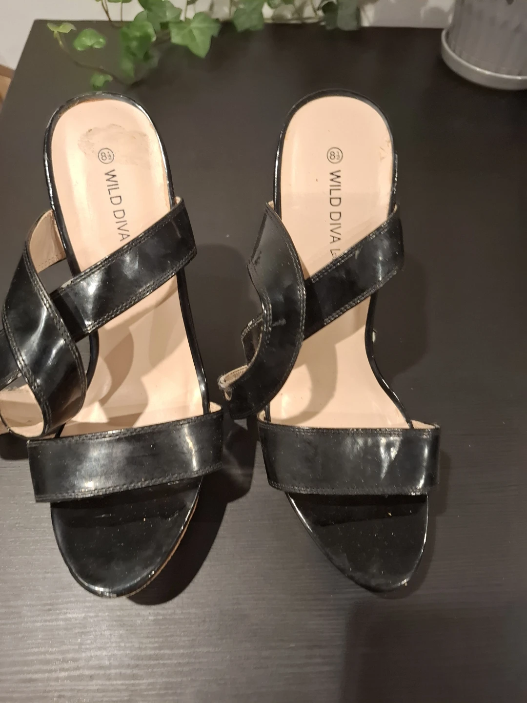 Wild Diva Black Cork Wedge Sandals Size 8.5