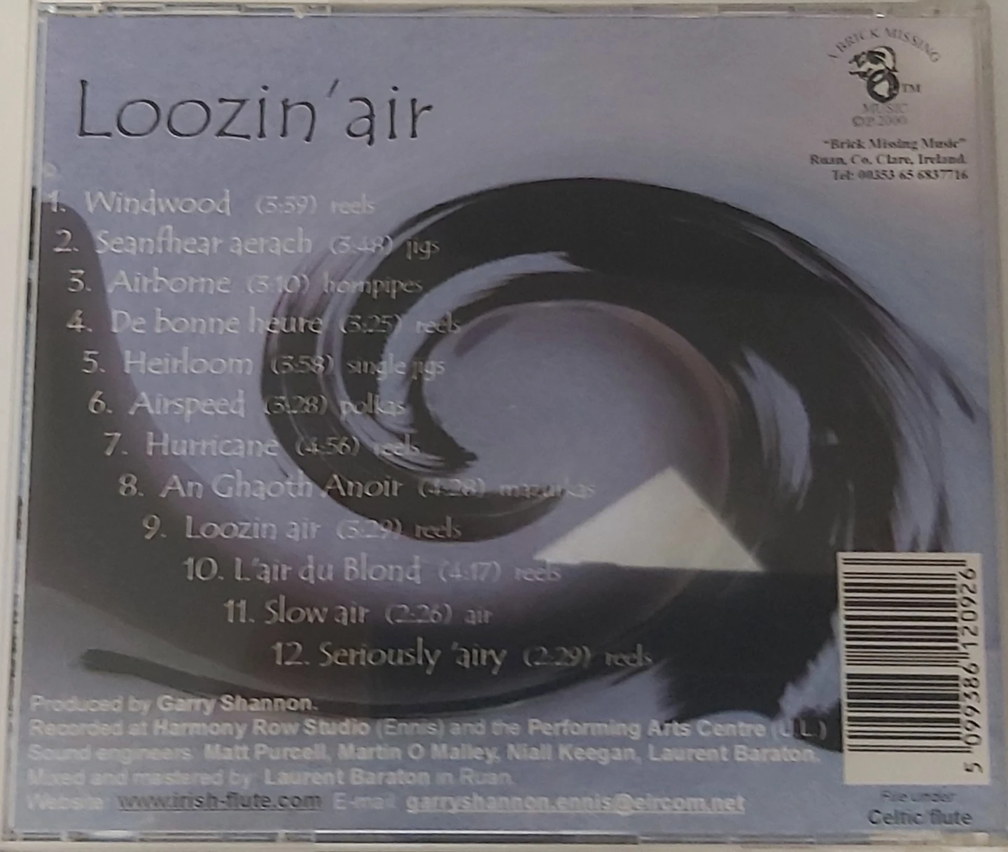 Garry Shannon - Loozin' air Irish Flute Music CD - photo 2