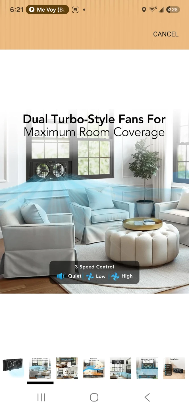 Comfort Zone Reversible Twin Window Fan - photo 3