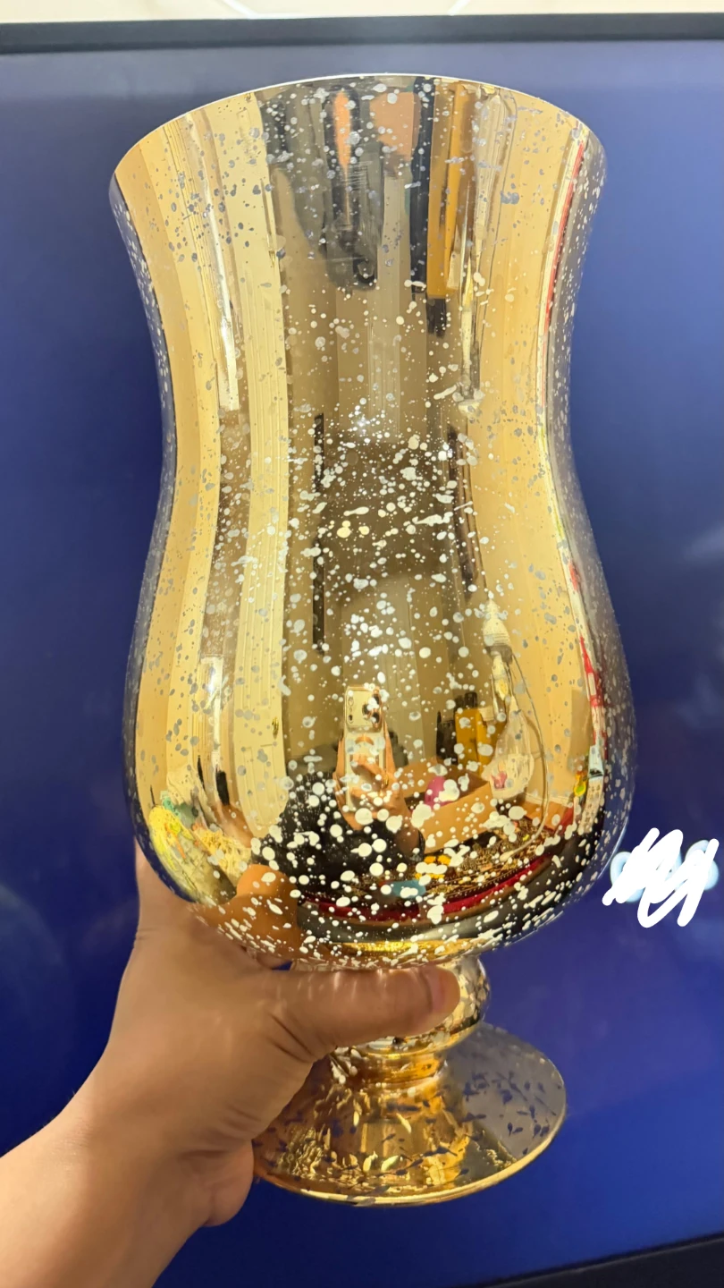 Gold Mercury Glass Hurricane Vase