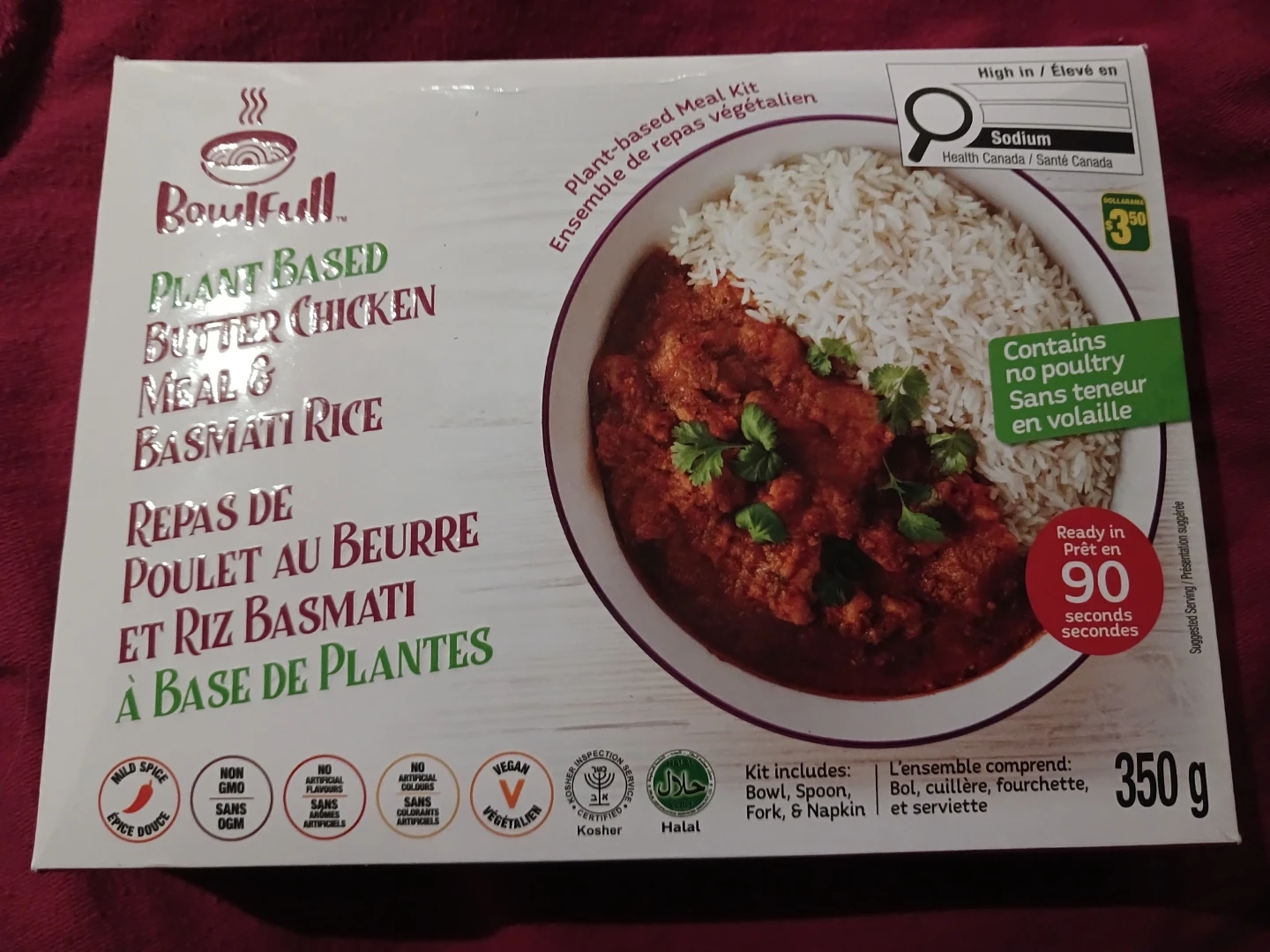 Bowlfull Plant-Based Butter Chicken Meal & Basmati Rice