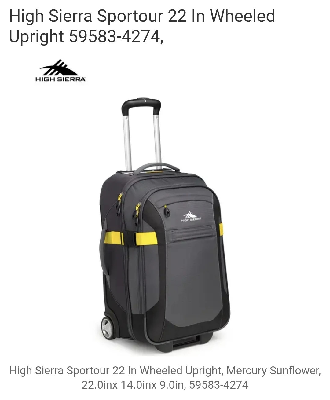 High Sierra Sportour 22 Inch Wheeled Upright Carry-on Luggage