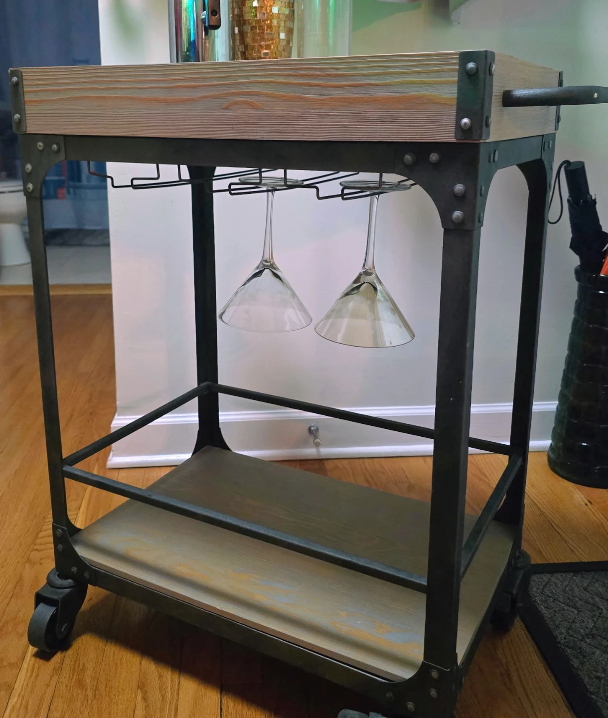 Industrial Style Rolling Bar Cart - photo 2