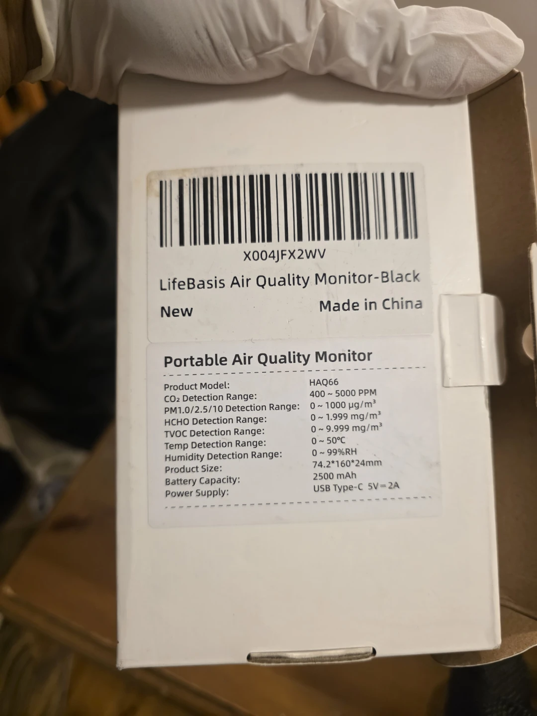 LifeBasis Portable Air Quality Monitor Black