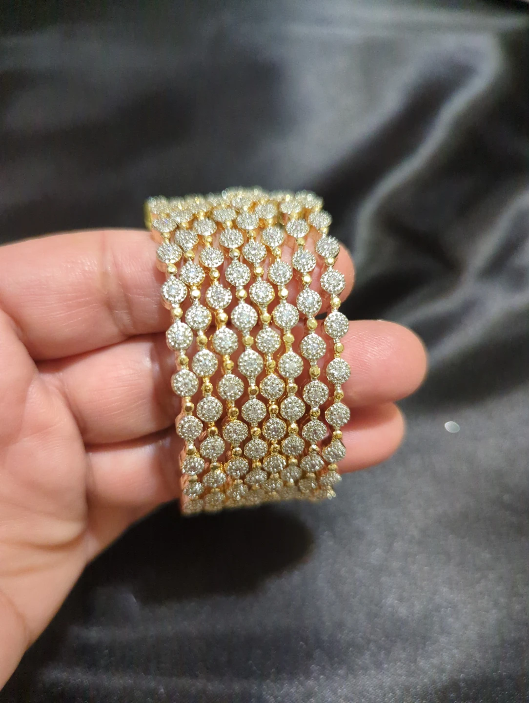 Set of 7 Gold Tone Stone Bangles
