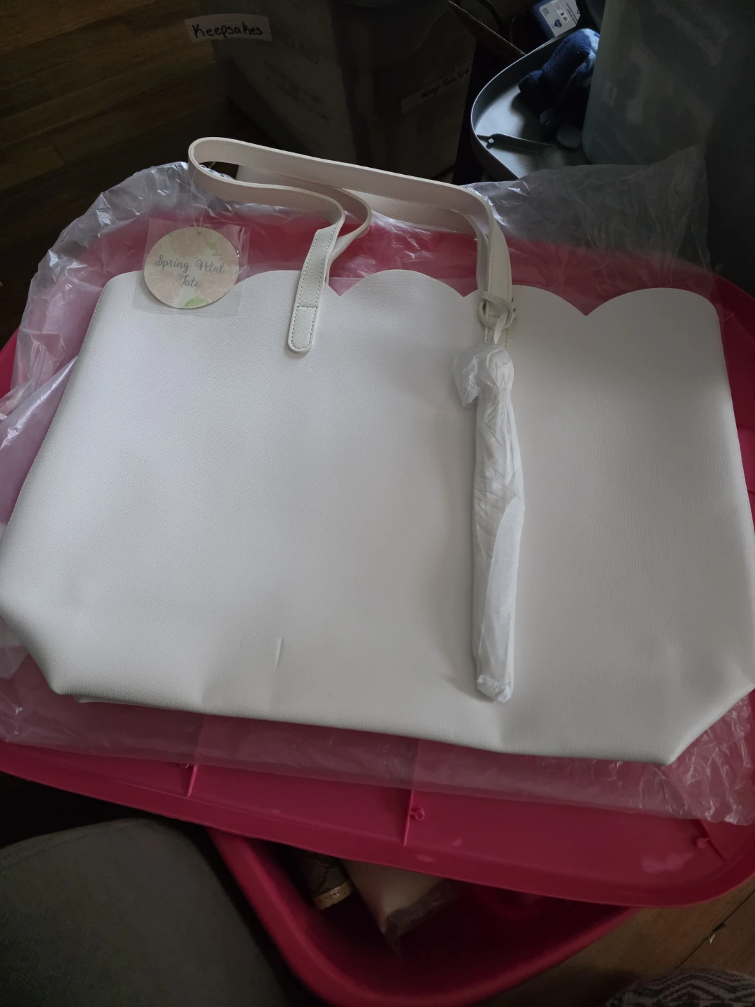 New White Spring Petal Tote Bag