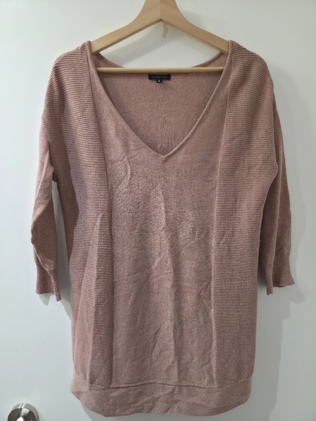 Woman's Pink V-Neck Sweater (Size M)