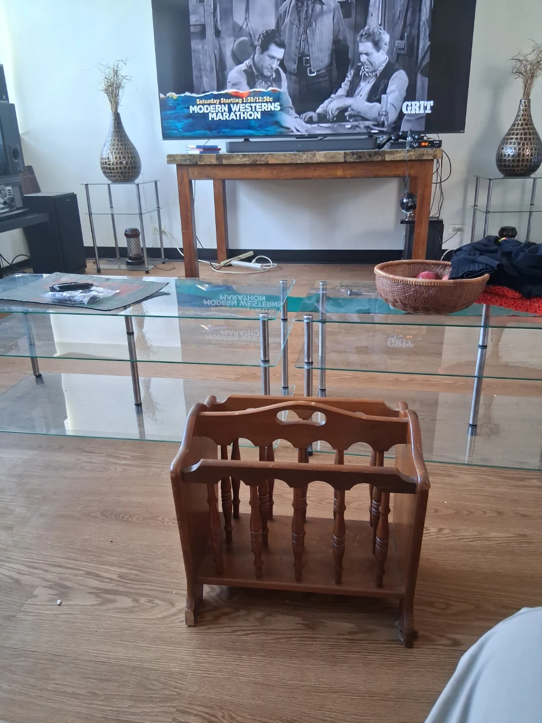 Vintage Wooden Magazine Rack