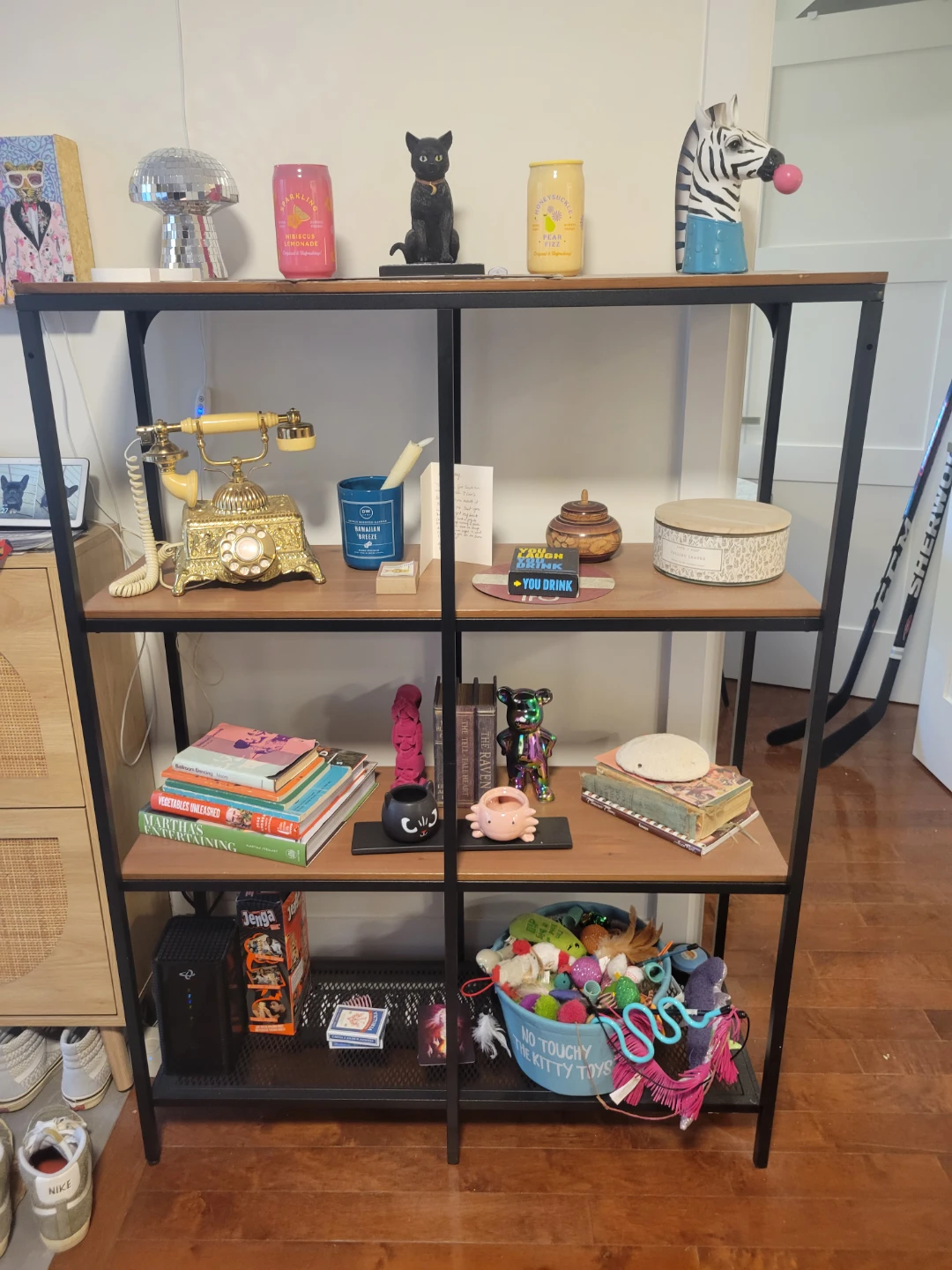 Industrial Style 4-Tier Metal and Wood Bookshelf